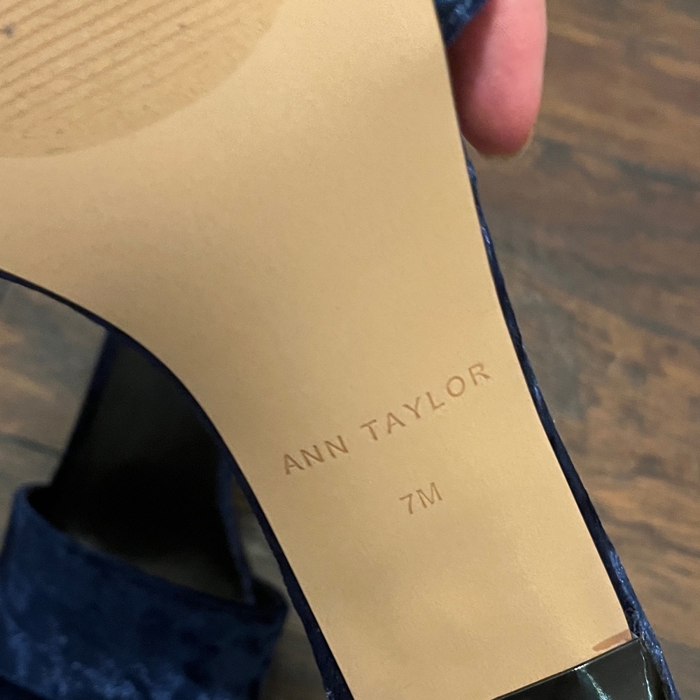 Ann Taylor Navy Velvet Slide Mules - Picture 3 of 3